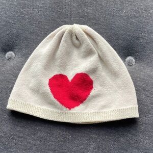 Kids Cream Beanie with Red Heart 100% Cotton